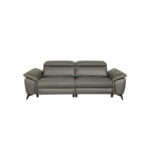 Canapé 3 places relax électrique NEWPORT II cuir et croûte de cuir taupe