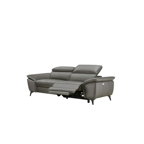 Canapé 3 places relax électrique NEWPORT II cuir et croûte de cuir taupe