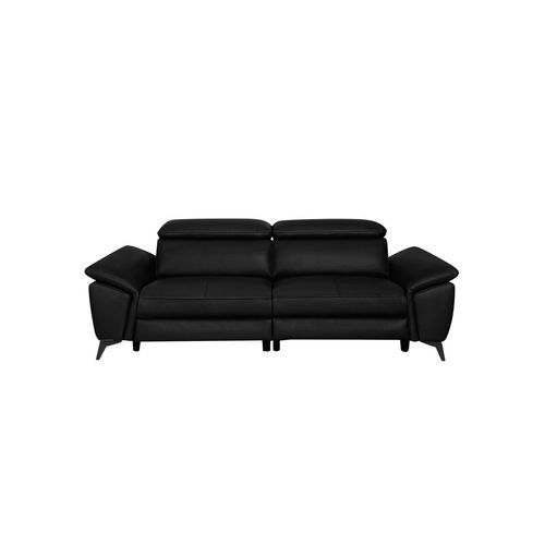 Canapé 3 places relax électrique NEWPORT II cuir et croûte de cuir noir