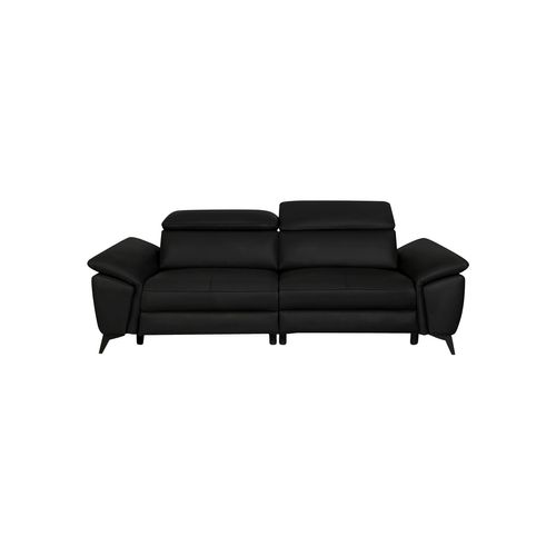 Canapé 3 places relax électrique NEWPORT II cuir et croûte de cuir noir