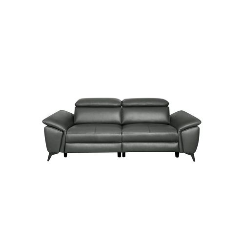 Canapé 2 places relax foncé électrique NEWPORT II cuir et croûte de cuir gris