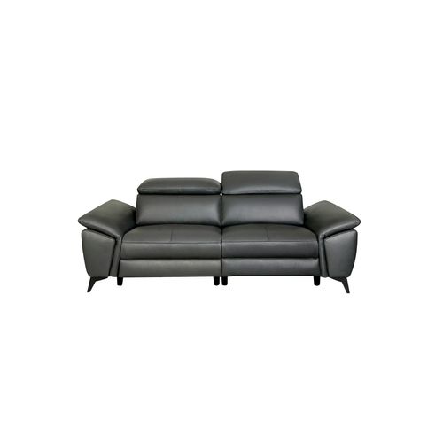 Canapé 2 places relax foncé électrique NEWPORT II cuir et croûte de cuir gris