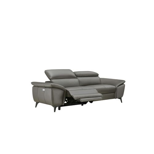 Canapé 2 places relax NEWPORT II cuir et croûte de cuir taupe