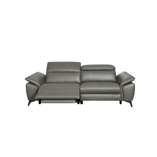 Canapé 2 places relax NEWPORT II cuir et croûte de cuir taupe