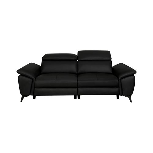 Canapé 2 places relax mat électrique NEWPORT II cuir et croûte de cuir noir