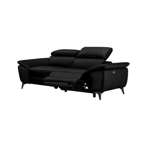 Canapé 2 places relax mat électrique NEWPORT II cuir et croûte de cuir noir