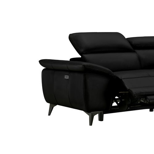 Canapé 2 places relax mat électrique NEWPORT II cuir et croûte de cuir noir