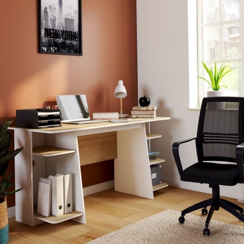 Bureau VOSS blanc et imitation chêne