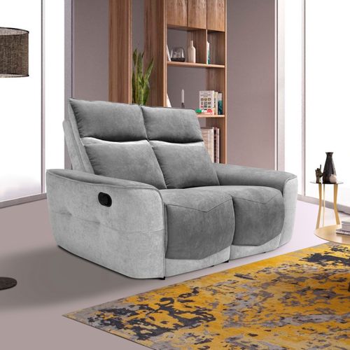 Canapé 2 places 2 relax manuel TUCSON tissu gris foncé, gris clair