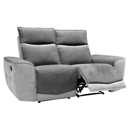 Canapé 2 places 2 relax manuel TUCSON tissu gris foncé, gris clair