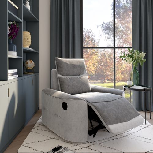 Fauteuil relax manuel TUCSON tissu gris foncé, gris clair