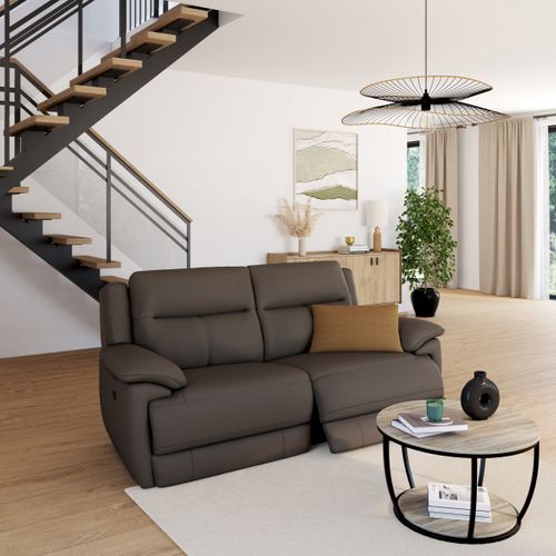 Canapé 3 places 2 relax électrique CURTISS III tissu marron