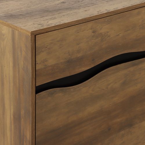 Buffet 3 portes 3 tiroirs 180 cm OLKEN 2 imitation chêne et noir