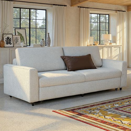 Canapé convertible 3 places MANOU tissu beige