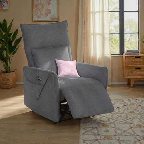 Fauteuil relax électrique ELTON tissu gris foncé