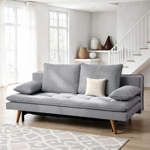 Banquette convertible 3 places BETTY tissu gris