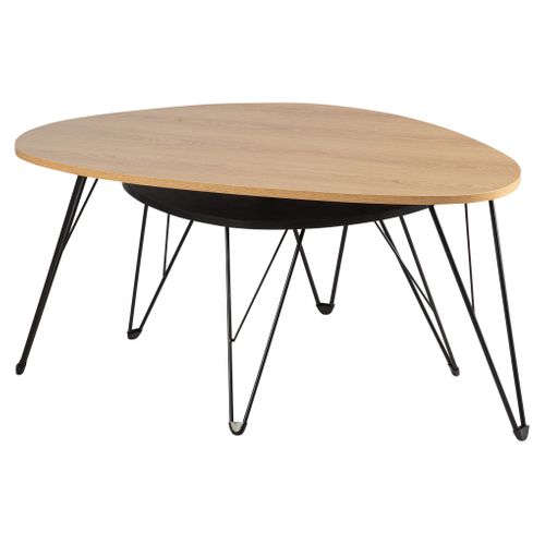 Tables basses gigognes NINA Imitation chêne et blanc