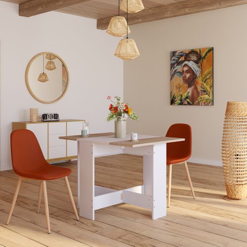 Table pliable DARA imitation chêne et blanc