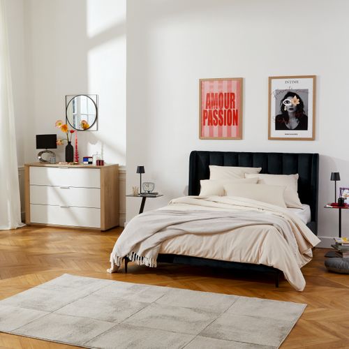 Lit 140x190 cm LOUDOU en velours noir