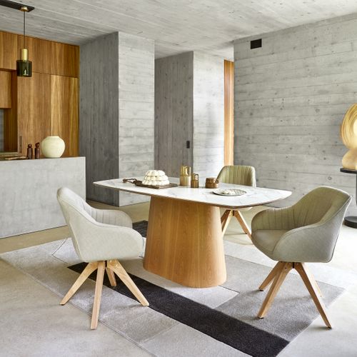 Lot de 2 chaises pivotantes ALVA tissu beige