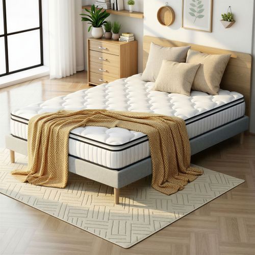 Matelas ressorts + surmatelas 140x190cm avec mémoire de forme CLEOPATRE ép.22 cm