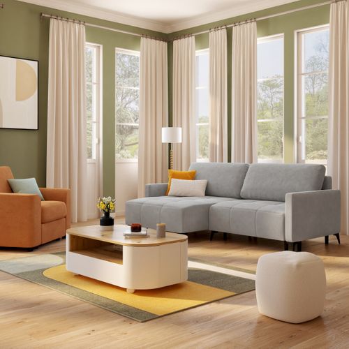 Canapé d'angle convertible LAURY tissu Davis gauche