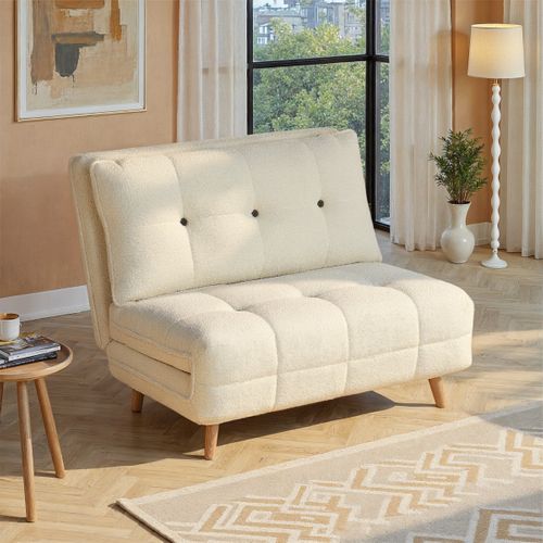 Fauteuil convertible CHOUPI tissu bouclette blanc