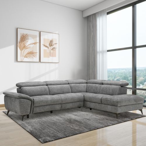 Canapé angle droit relax électrique NEWPORT III tissu gris foncé