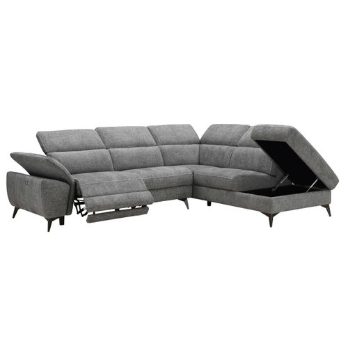Canapé angle droit relax électrique NEWPORT III tissu gris foncé