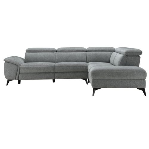 Canapé angle droit relax électrique NEWPORT III tissu gris clair