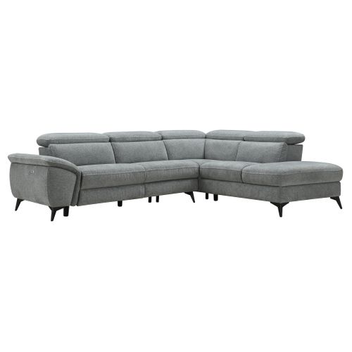 Canapé angle droit relax électrique NEWPORT III tissu gris clair