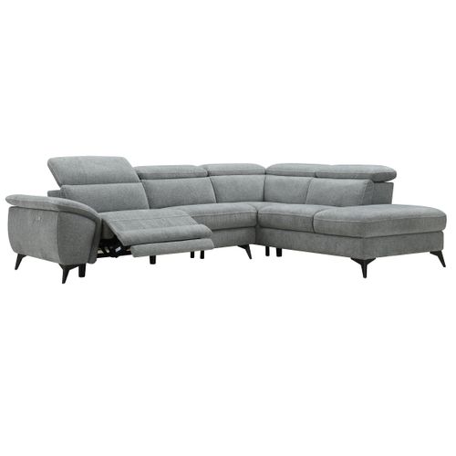 Canapé angle droit relax électrique NEWPORT III tissu gris clair