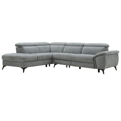 Canapé angle gauche relax électrique NEWPORT III tissu gris clair