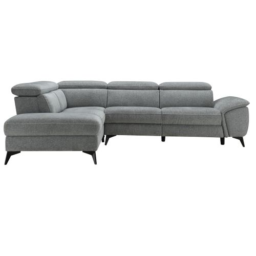 Canapé angle gauche relax électrique NEWPORT III tissu gris clair