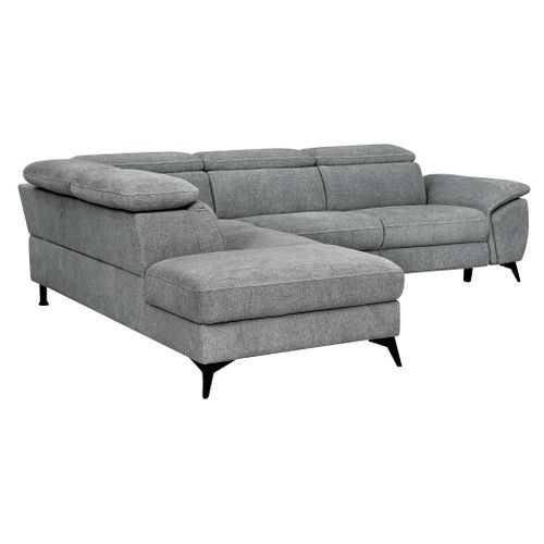Canapé angle gauche relax électrique NEWPORT III tissu gris clair