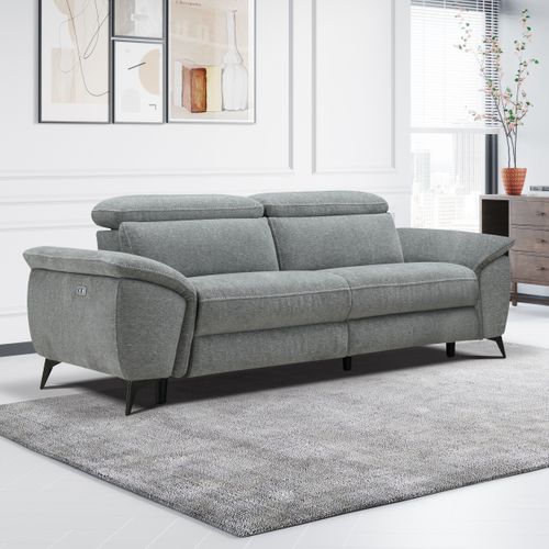 Canapé 2 places relax Newport III tissu gris clair