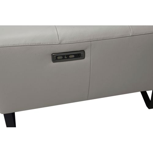 Canapé d'angle meridienne MAXIME gauche cuir et croûte taupe