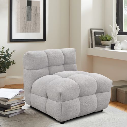 Fauteuil BULLE tissu bouclette gris