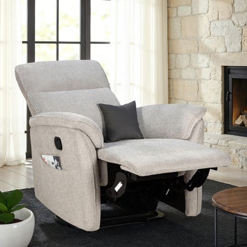 Fauteuil relax manuel MARLON tissu gris clair