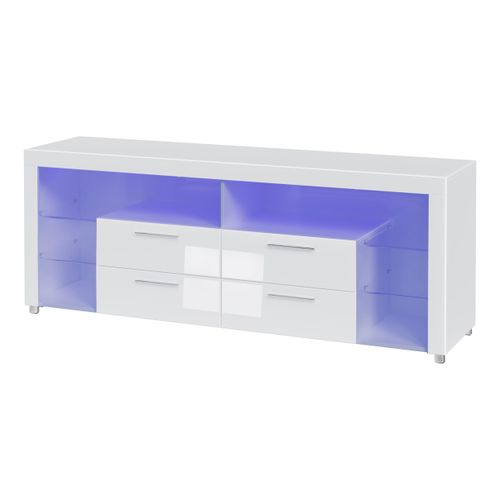 Meuble TV LED L.179 cm SPACE 2 blanc brillant