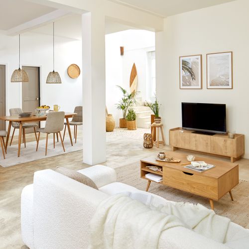 Table basse relevable COLUMBUS imitation chêne