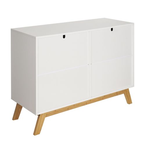 Rangement 1 porte 3 tiroirs ONDINE blanc/bambou