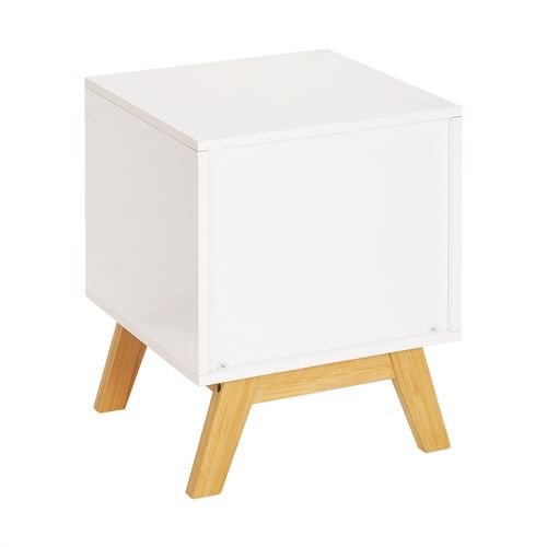 Chevet 2 tiroirs ONDINE blanc/bambou