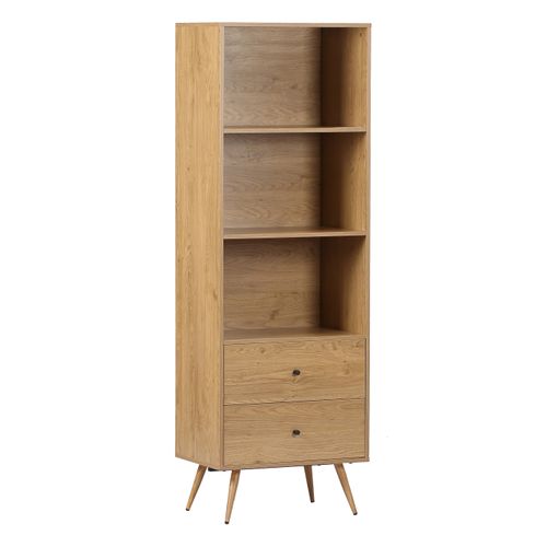 Bibliothèque 2 tiroirs COLUMBUS imitation chêne