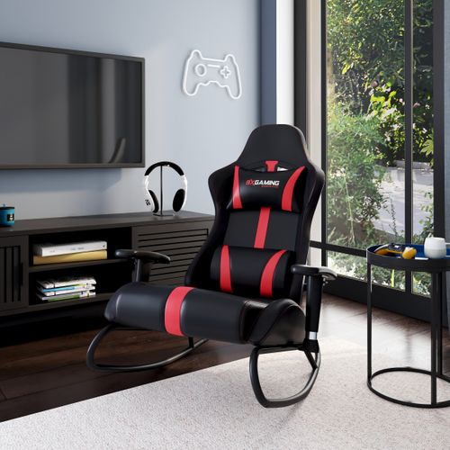 Fauteuil de bureau ergonomique Gamer ANTHONY à bascule noir et rouge