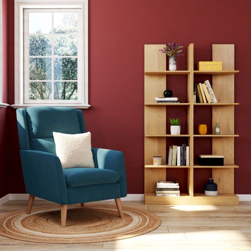 Set 2 bibliothèques modulables CLARA imitation chêne