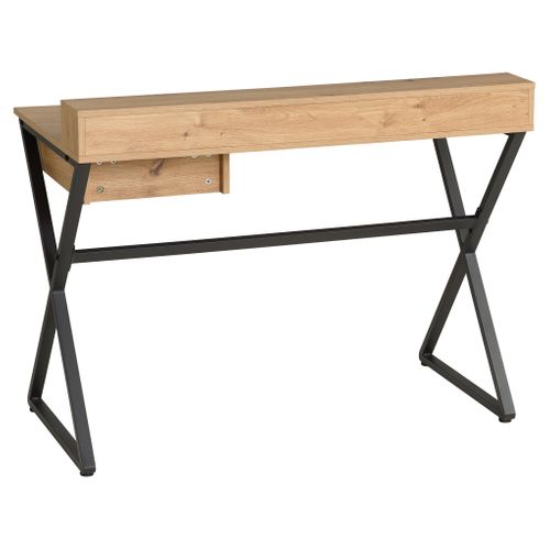 Bureau 2 niches et 1 tiroir MARLEY imitation chêne et noir