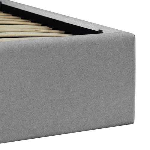 Lit coffre avec sommier relevable 160x200 cm ANNA en tissu gris