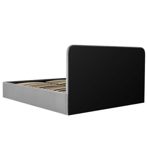 Lit coffre avec sommier relevable 160x200 cm ANNA en tissu gris