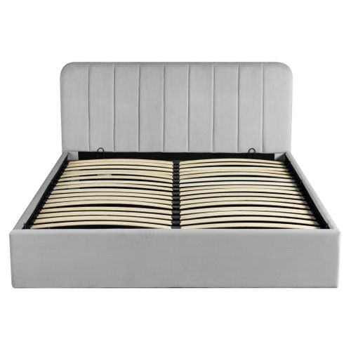 Lit coffre avec sommier relevable 160x200 cm ANNA en velours gris